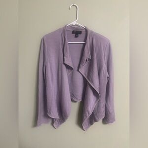 St John Drape Front Waterfall Jacket Size 14 Wool Silk Lilac Purple Quiet Luxury